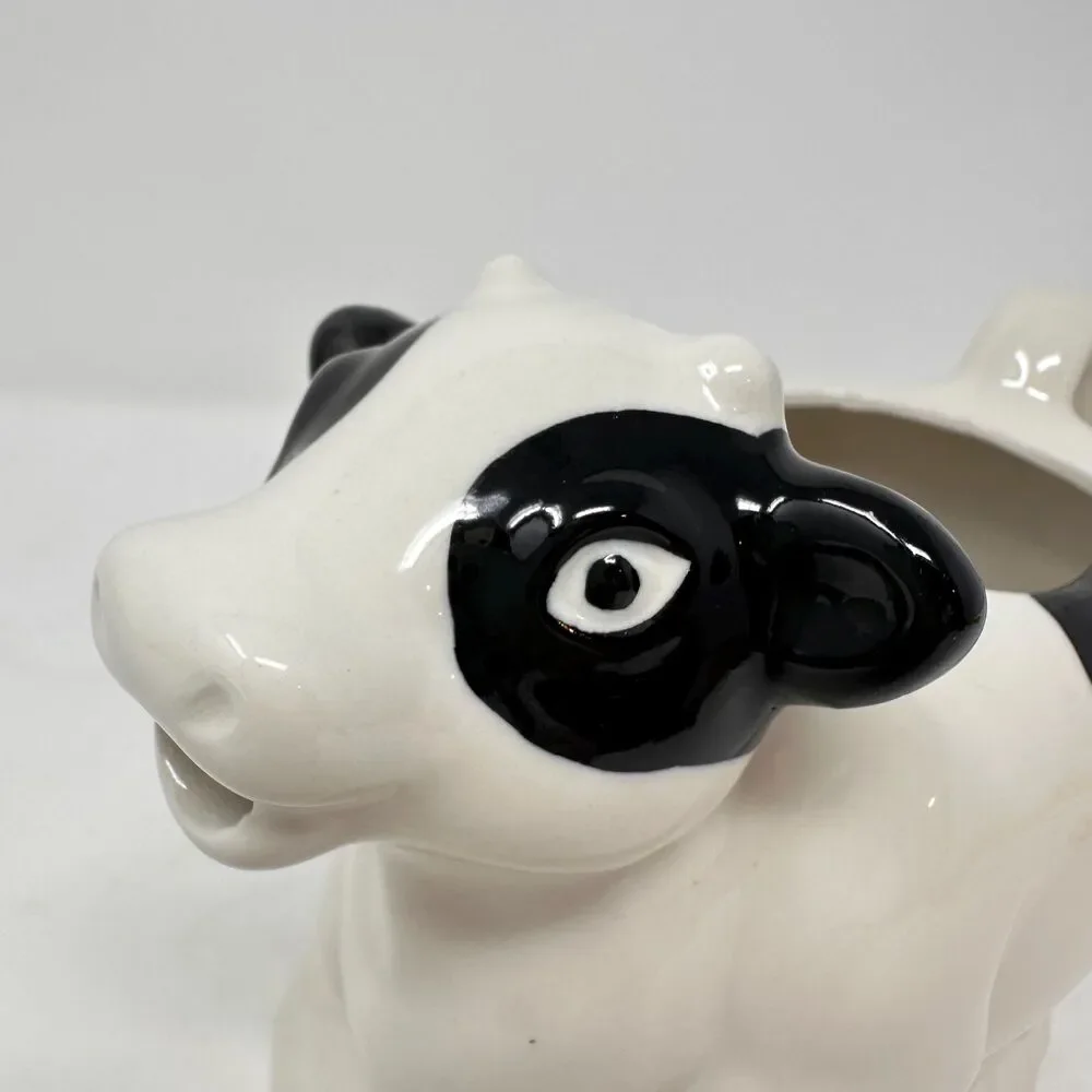 Vtg Himark County Fare Cow Creamer Ceramic Pitcher Japan Black White 7.5